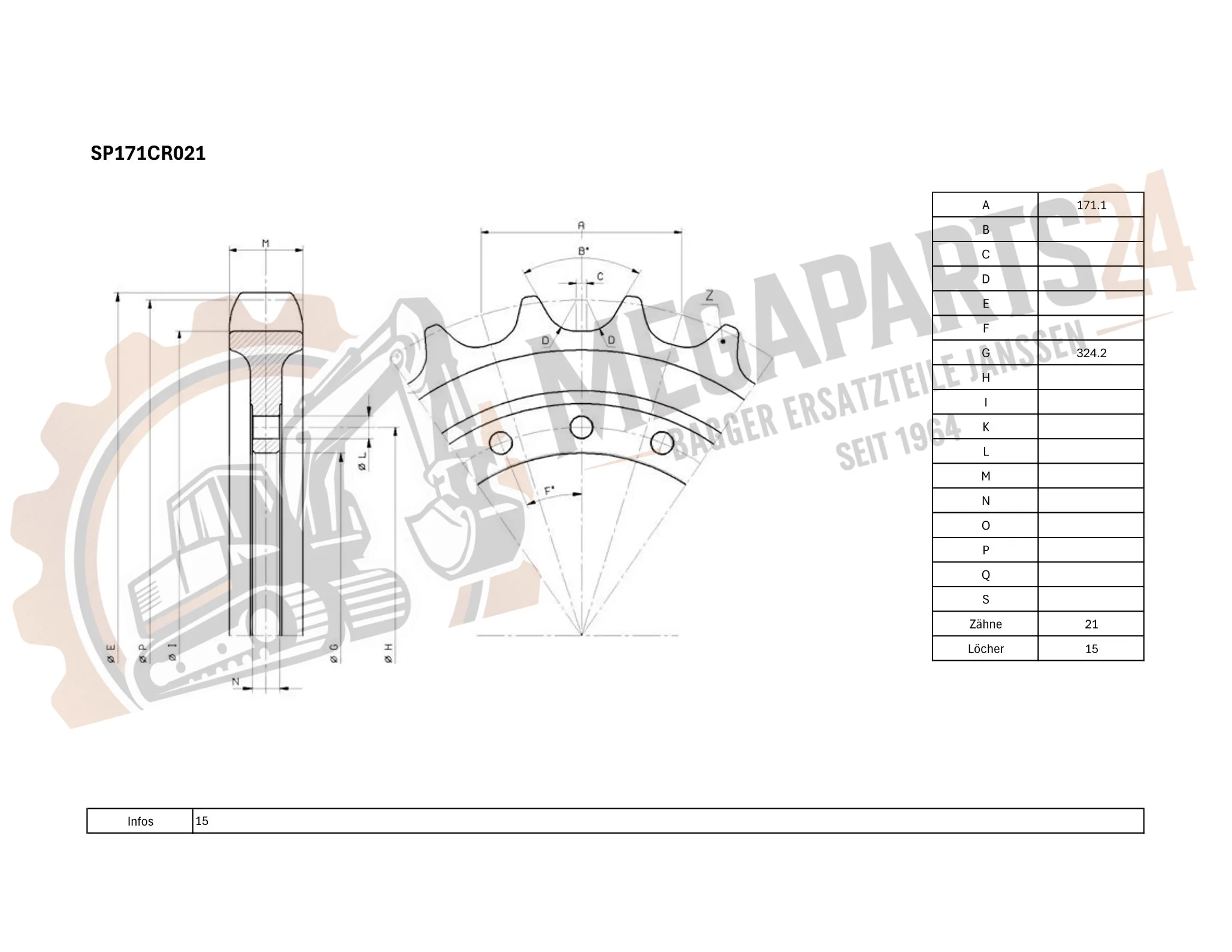 Antriebsrad CATERPILLAR 312D L SKA SERIE 1-UP - Turas Antriebsrad CATERPILLAR 312D L SKA SERIE 1-UP - Turas