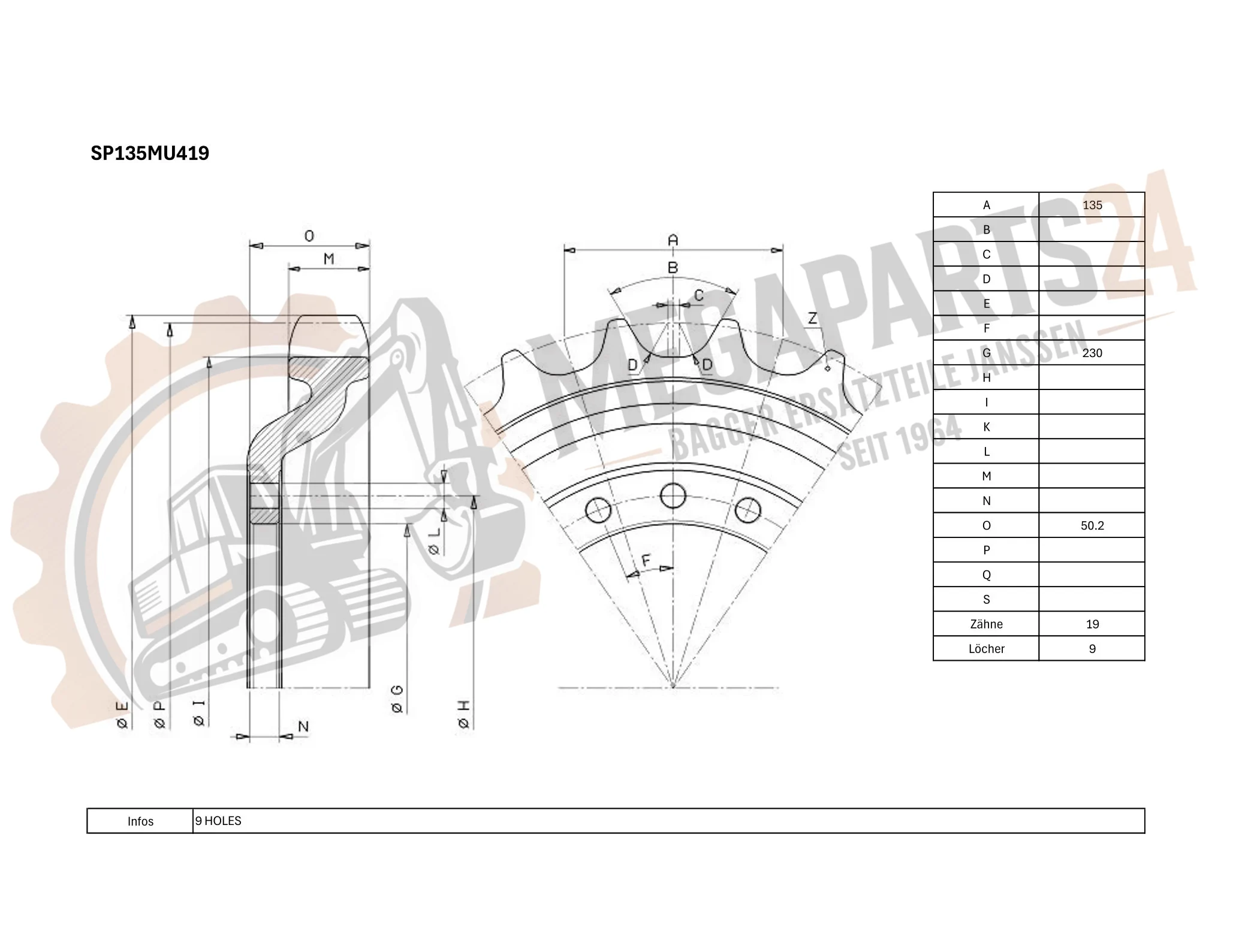 Antriebsrad CATERPILLAR 304CR BTN SERIE 1-UP - Turas Antriebsrad CATERPILLAR 304CR BTN SERIE 1-UP - Turas