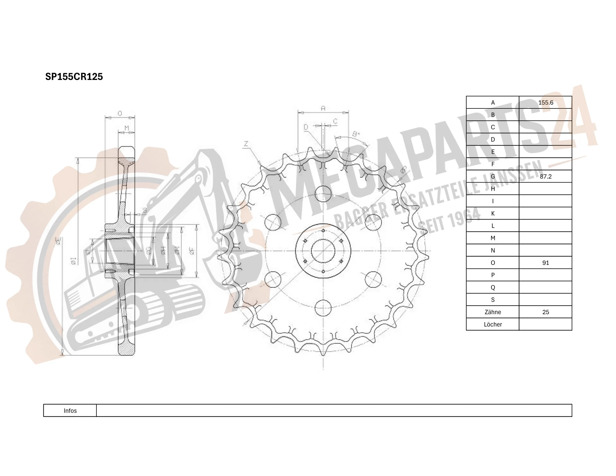 Antriebsrad für CATERPILLAR 931B 25Y (Serie 1-1723) Antriebsrad für CATERPILLAR 931B 25Y (Serie 1-1723)