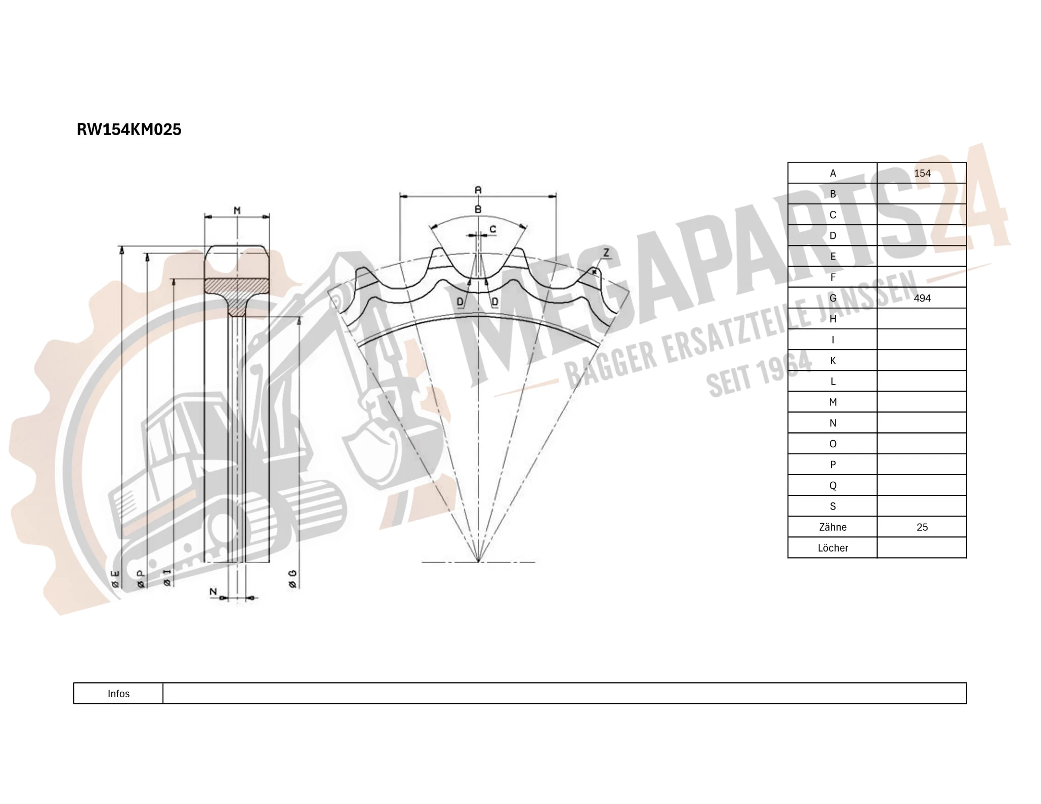 Antriebsrad KOMATSU D30A-15 (S/N: 18535-25000) - Turas