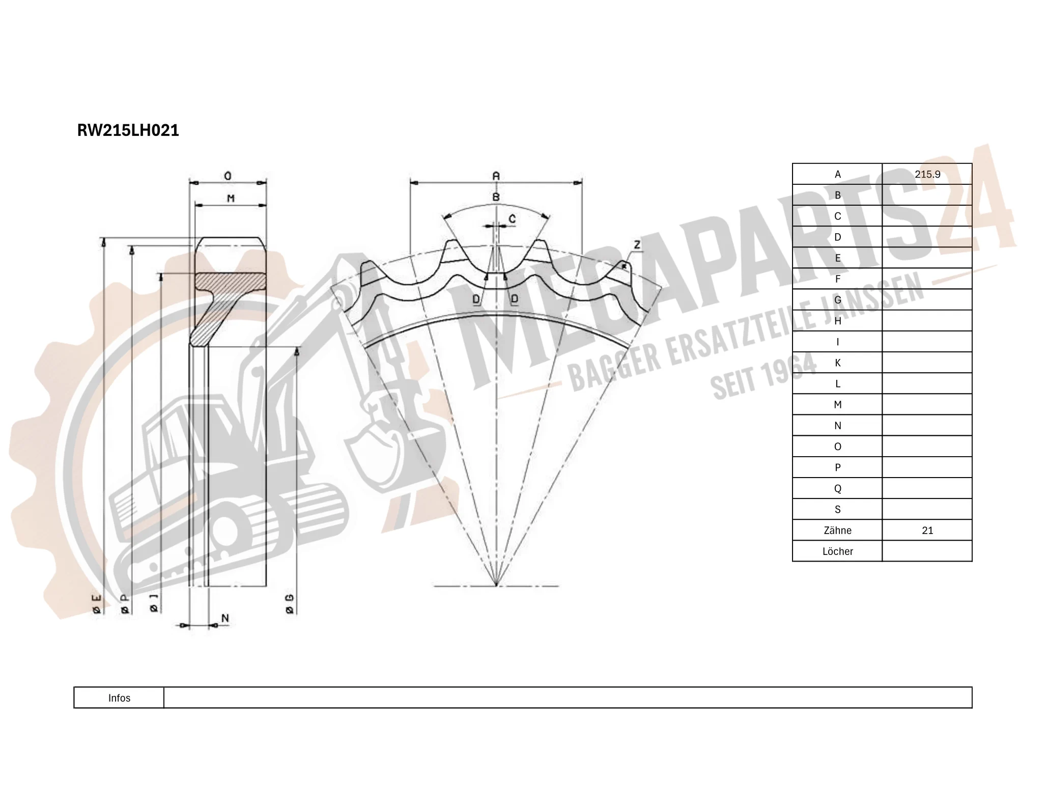 Antriebsrad LIEBHERR R952 HD (S/N: 264 | 500-799) - Turas