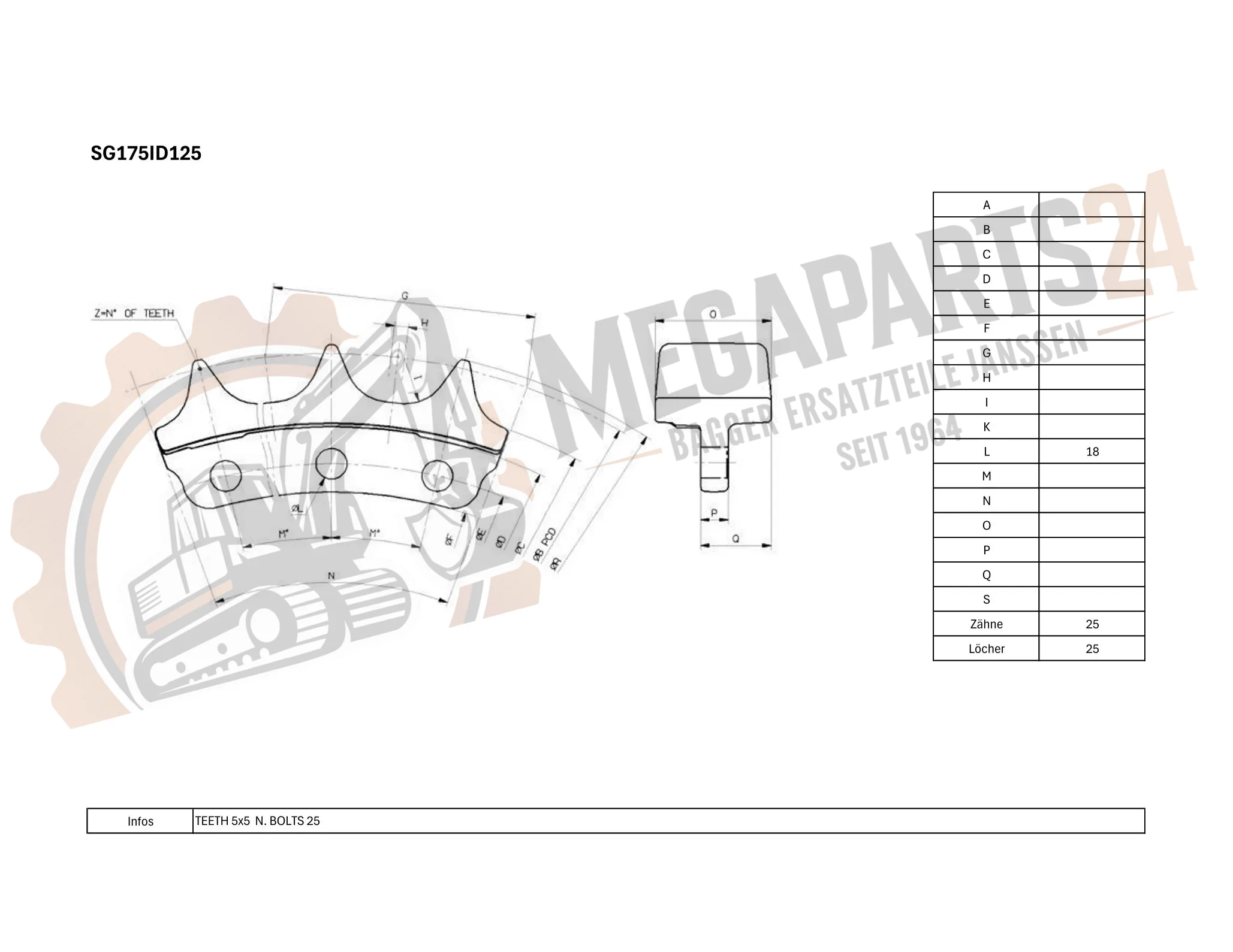Antriebsrad JOHN DEERE 700J LT SERIE: 1-141347 - Turas Antriebsrad JOHN DEERE 700J LT SERIE: 1-141347 - Turas
